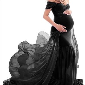 Maternity Mermaid Chiffon Gown Maxi Photoshoot Dress